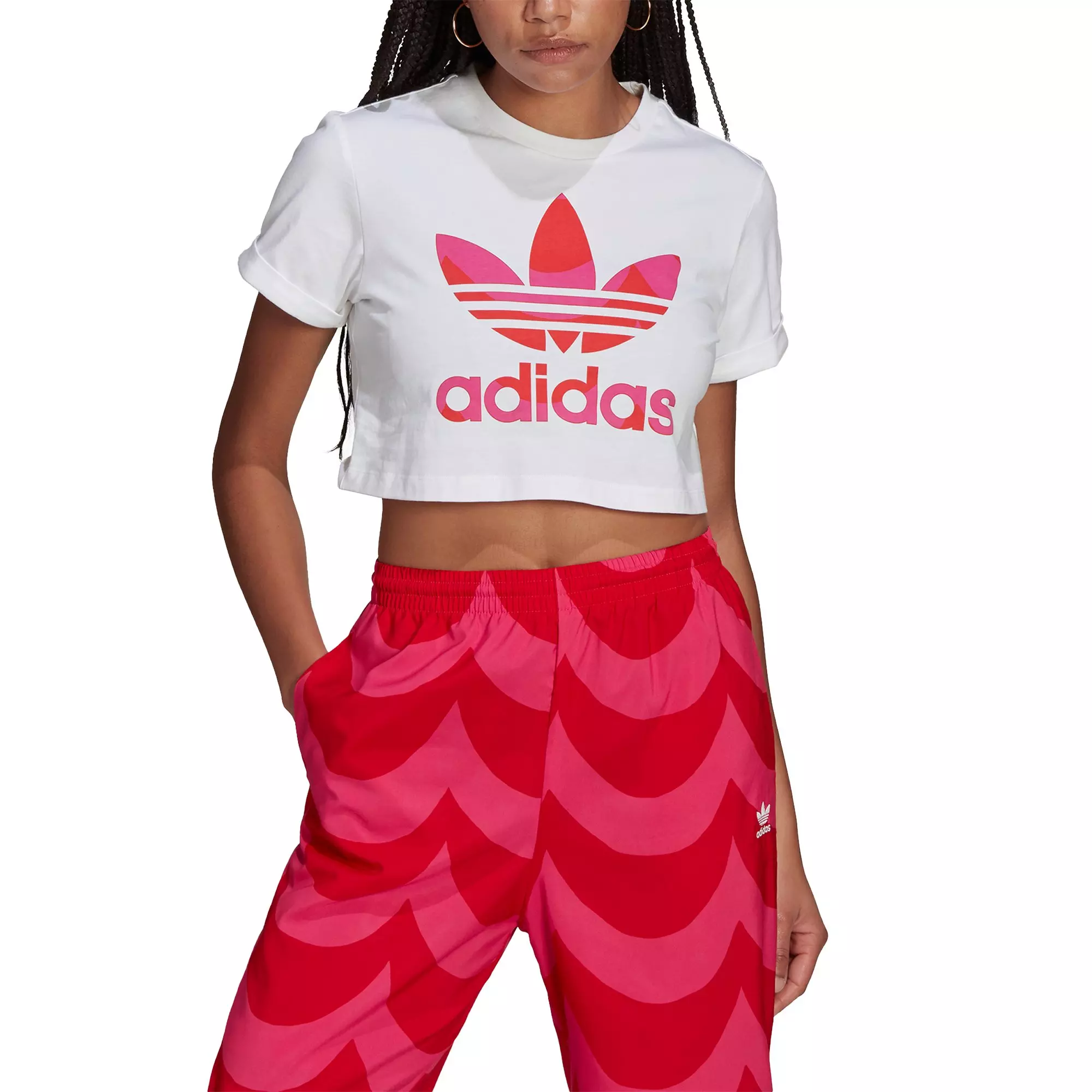 Adidas trefoil best sale cropped tee